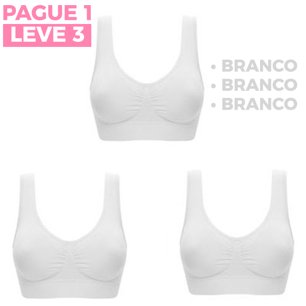Padded Sports Bra for Women and Girls (Set of 3, Branco color)