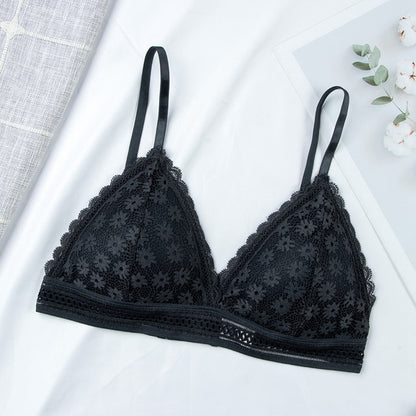 Black Sexy Floral Lace Bra 