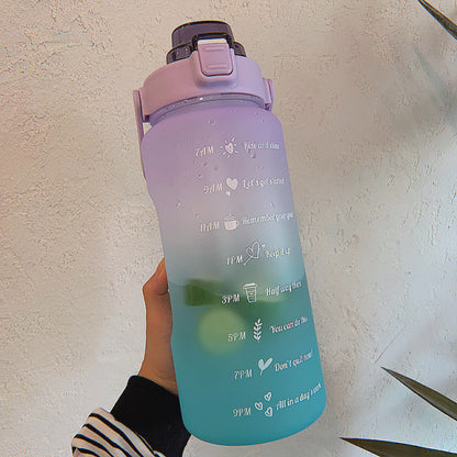 Water bottle with straw and motivational quotes