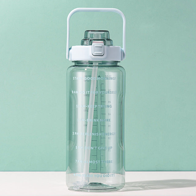 Transparent leakproof water bottle with straw