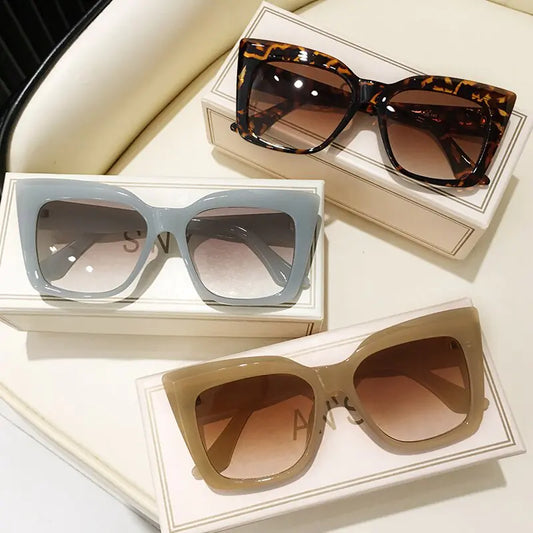 Rectangle Sunglasses in Big Frame Cat Eye Shape