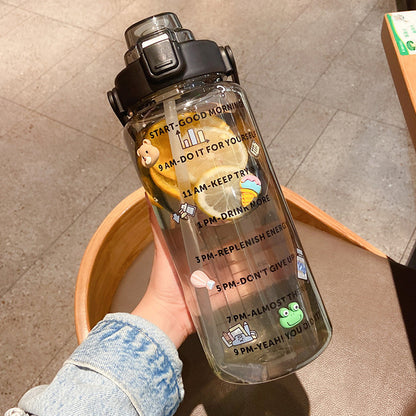 Transparent leakproof water bottle with straw