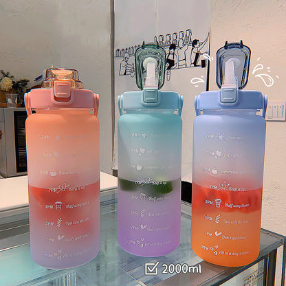 leakproof water bottle with straw multicolor (pack of 3)